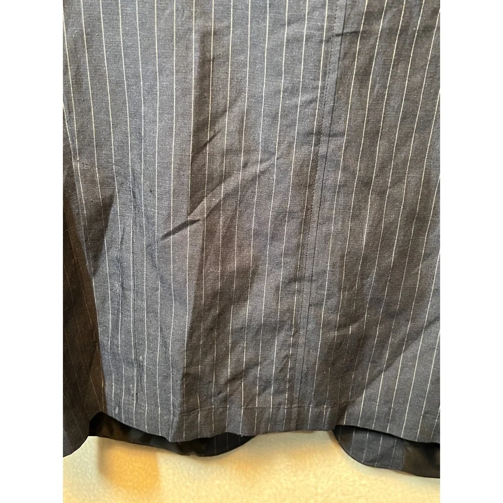 Alex Cannon Mens Pinstripe Wool Linen Blazer‎ Jacket Elbow Patches Size L/G